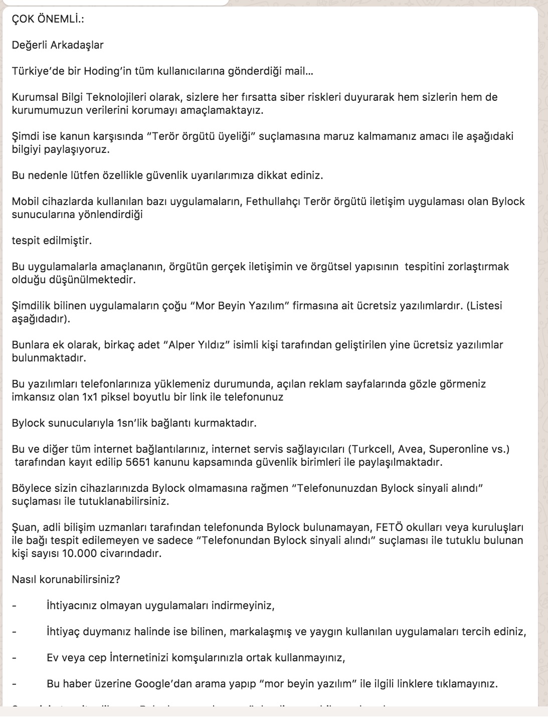 ByLock ve Mor Beyin Uygulamaları